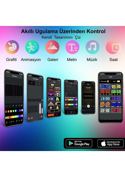 Programlanabilir 17X7CM Matrix Kayan Yazı Emoji LED Ekran Tabela Araba Bluetooth App Kontrol USB LED