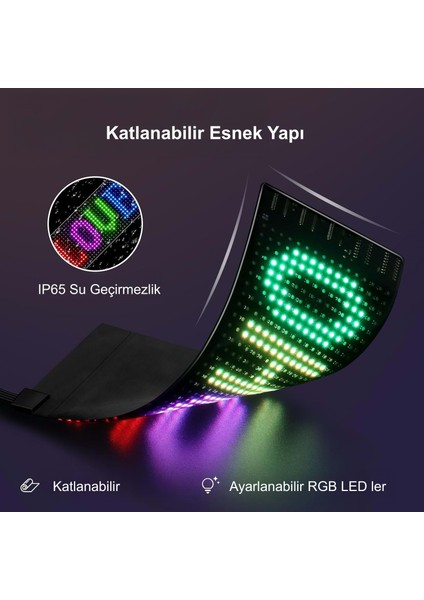 Programlanabilir 17X7CM Matrix Kayan Yazı Emoji LED Ekran Tabela Araba Bluetooth App Kontrol USB LED