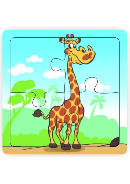 Minıq Toys Ahşap Cuce Zurafa Mini Puzzle (4 Parca)