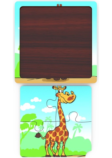 Minıq Toys Ahşap Cuce Zurafa Mini Puzzle (4 Parca)