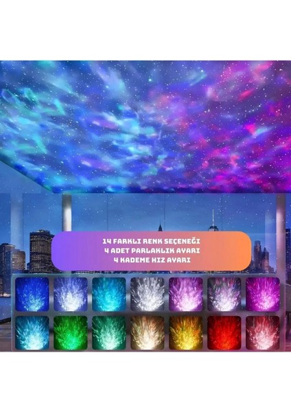 Deluxe Dinozor Yumurtası Gece Masa Lambası Bluetooth Hoparlör LED Lamba Galaxy Projektör LED Işık