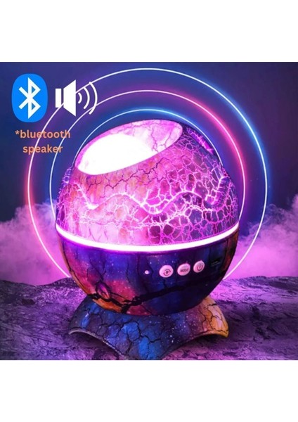 Deluxe Dinozor Yumurtası Gece Masa Lambası Bluetooth Hoparlör LED Lamba Galaxy Projektör LED Işık