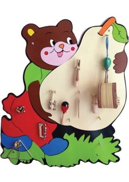 Renkli Ahşap Ayıcık Müzik Köşesi, Eğitici ve Sevimli Çocuk Oyuncağı