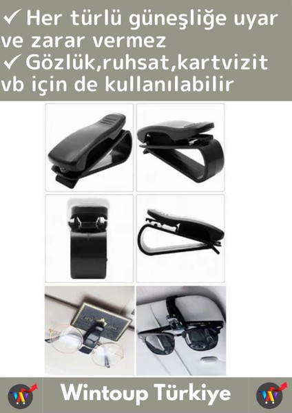 Premium Yüksek Kaliteli Araç Içi Güneşlik Gözlük Ruhsat Kartvizit Tutacağı Klips 5 Adet