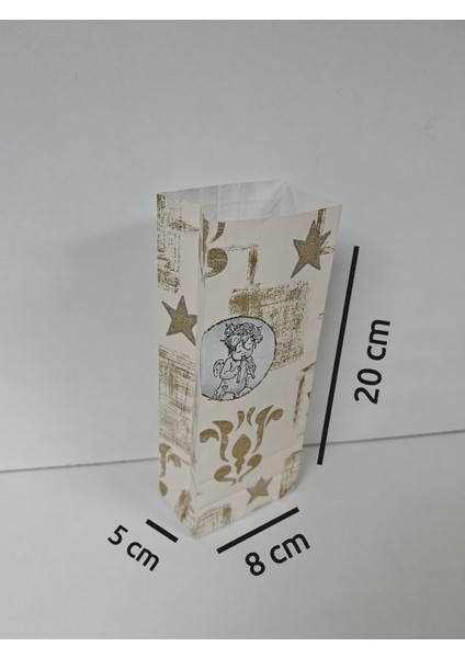 Renkli Desenli Kese Kağıdı - Hediye Poşeti - 8X20X5 cm - 10 Adet - Ç017