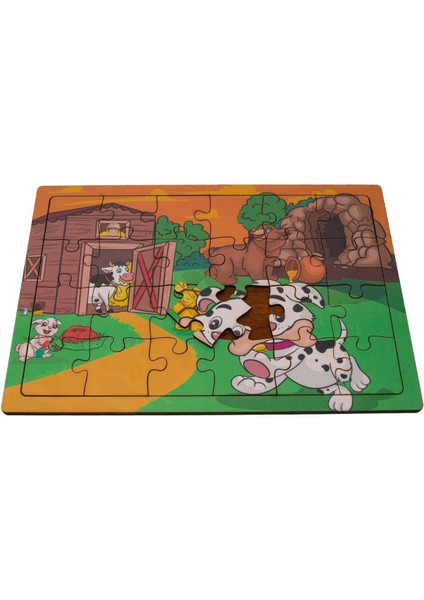 Sevimli Köpek ve Arkadaşları Ahşap Puzzle 24 Parça, Renkli ve Metalik Baskı modelleri
