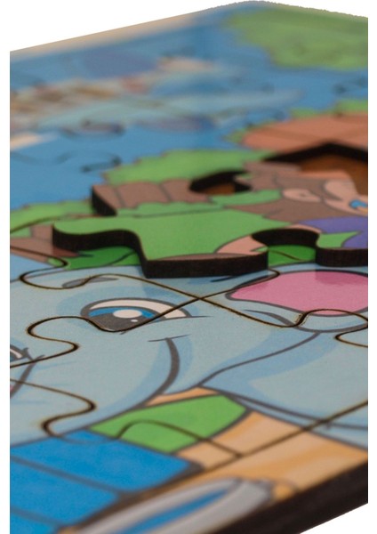 Ressam Fil ve Arkadaşları Ahşap Puzzle (24 Parça)