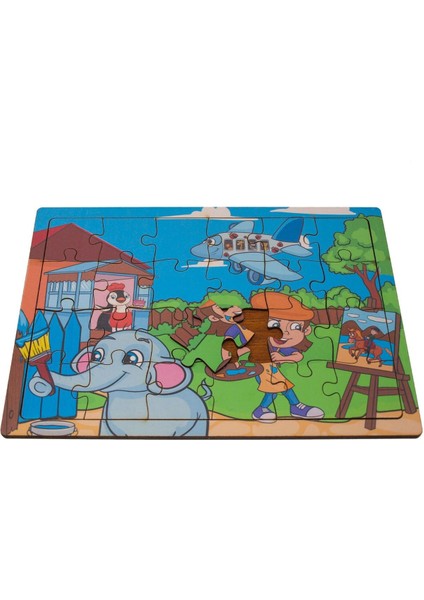 Ressam Fil ve Arkadaşları Ahşap Puzzle (24 Parça)
