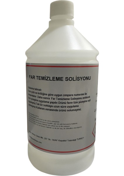 Far Temizleme Sıvısı 5 Lt (16,5kg) Far Parlatma solisyonu 5 Adet
