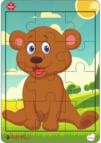 Ahşap Puzzle 6'lı Set Hayvalar Eğitici Yapboz Puzzle Set 3 (12 Parça)