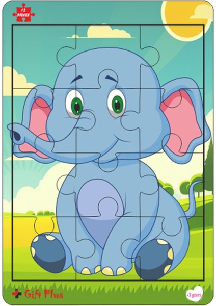 Ahşap Puzzle 6'lı Set Hayvalar Eğitici Yapboz Puzzle Set 3 (12 Parça)
