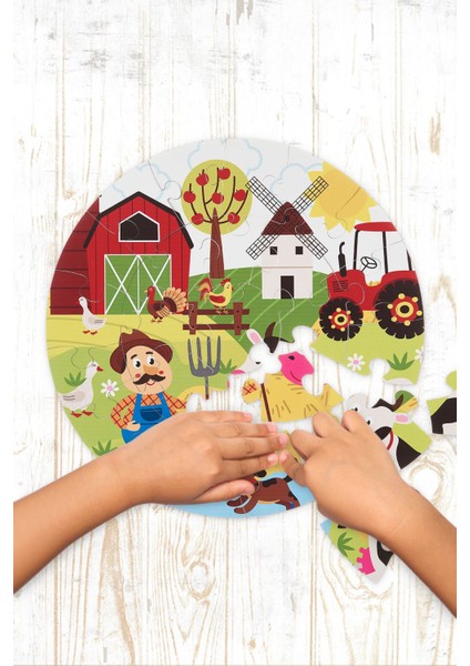 Çiftlik Temalı Dev Ahşap Puzzle 42CM 25PARÇA Çocuk Anaokulu ve Kreşler
