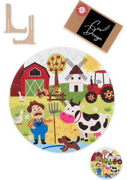 Çiftlik Temalı Dev Ahşap Puzzle 42CM 25PARÇA Çocuk Anaokulu ve Kreşler