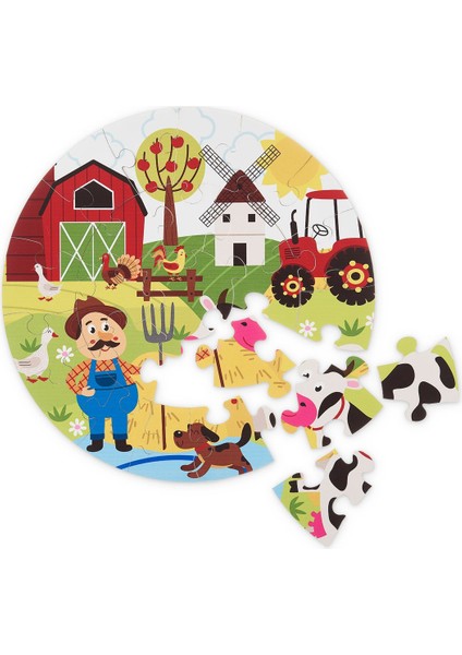 Çiftlik Temalı Dev Ahşap Puzzle 42CM 25PARÇA Çocuk Anaokulu ve Kreşler