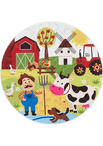 Çiftlik Temalı Dev Ahşap Puzzle 42CM 25PARÇA Çocuk Anaokulu ve Kreşler