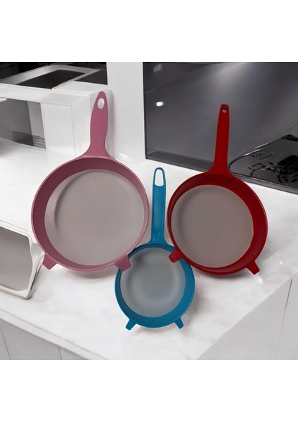 3 Lü Plastik Un ve Süt Süzgeci, Katı ve Sıvı Gıdalar Için Süzgeç Seti