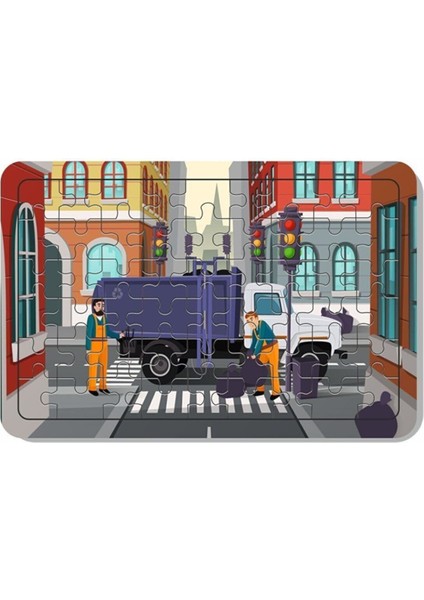 Çöp Kamyonu A4 54 Parça Puzzle, Oyuncak, Yapboz