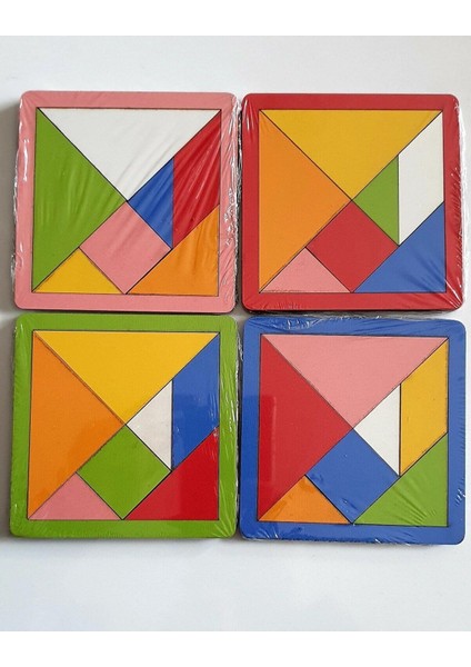 10 Adet Mini Ahşap Tangram-Renkli Tangram-Zeka Oyunu fırsatları