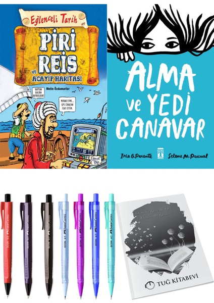Alma ve Yedi Canavar ve Piri Reis ve Acayip Haritası 2'li Set - Kalem