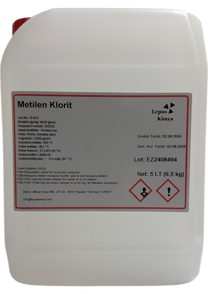 Metilen Klorit 5 Lt(6,5kg)