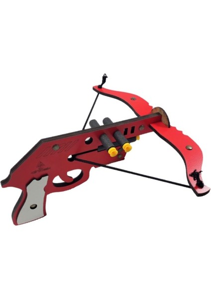 Ahşap Sünger Mermi Atan Oyuncak Tetikli Arbalet (Crossbow) Yay + Hedefler