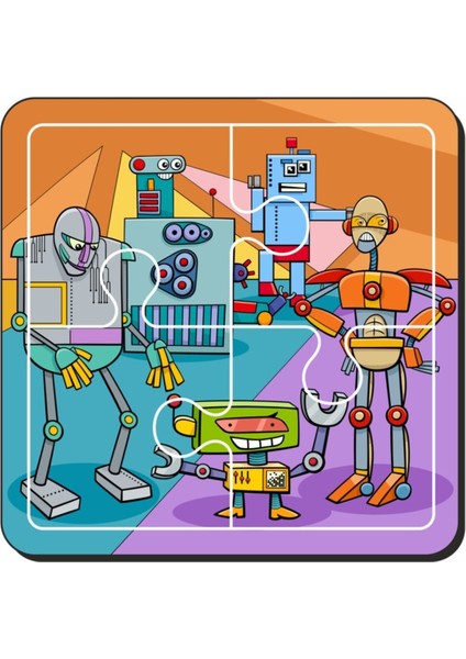 Robotlar 4 Parça Yapboz Ilk Puzzle, Kolay Puzzle