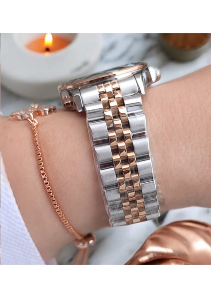 Kesme Camlı 29 mm Rose Gold/metalik Şık Kadın Kol Saati, Taşlı Bileklik Hediyeli fiyatları