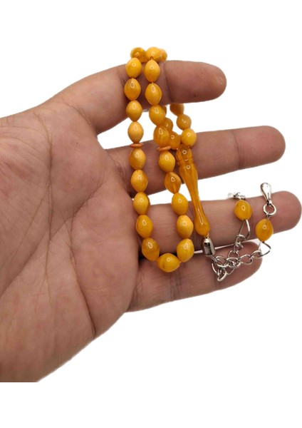 Beyzi Kesim Sarı Toz Kehribar Tesbih fiyatları