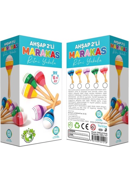 Renkli Ahşap Marakas Seti, Eğlenceli ve Çocuklar İçin Uygun, 2 Parça