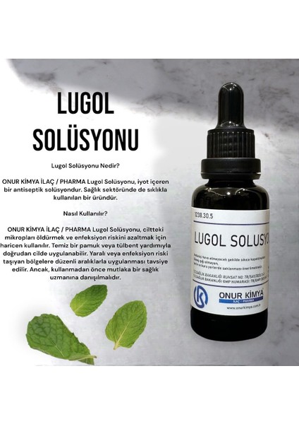 Lugol Solüsyonu %2 Lik / 20 Ml / Damlalıklı / Iyot Çözeltisi