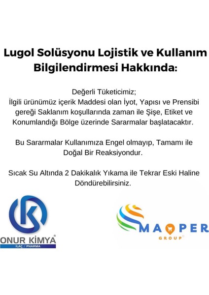 Lugol Solüsyonu %2 Lik / 20 Ml / Damlalıklı / Iyot Çözeltisi