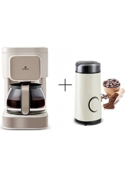 Cam Hazne Çay ve Kahve Makinesi ile Kahve Öğütücüsü