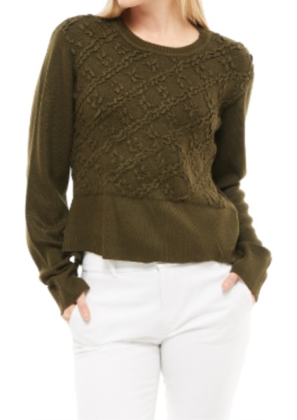 Haki Baklava Desenli Sıfır Yaka Triko Kazak fiyatları