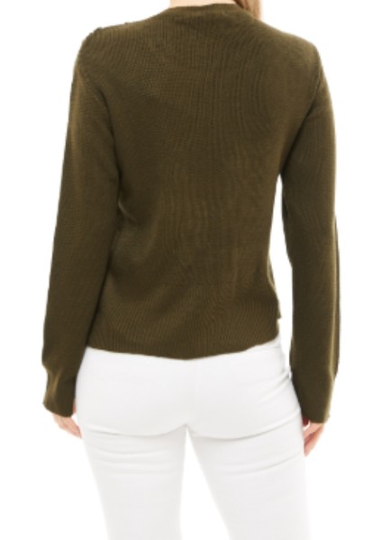 Haki Baklava Desenli Sıfır Yaka Triko Kazak indirimleri