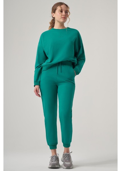 Sanderona Yeşil Oversize Iki Iplik Sweatshirt