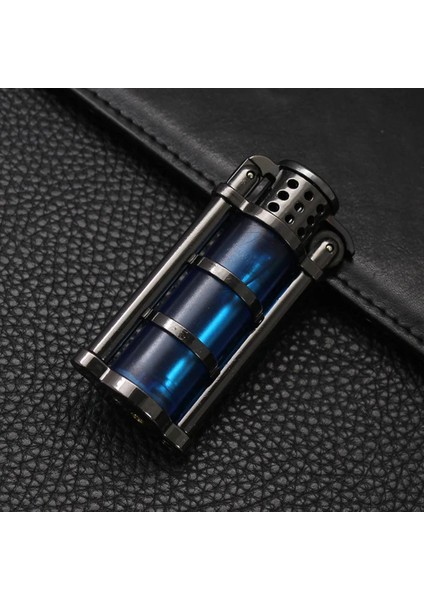 Normal Alev Gazlı Çakmak Mavi Renkli Metalik Yapı ile Ergonomik Kullanım