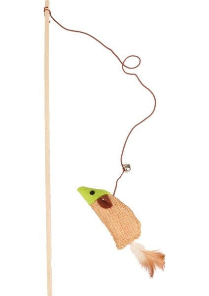 Ahşap Kedi Oltası 41 cm, Eğlenceli ve Dayanıklı Zeka Oyunu Beyaz