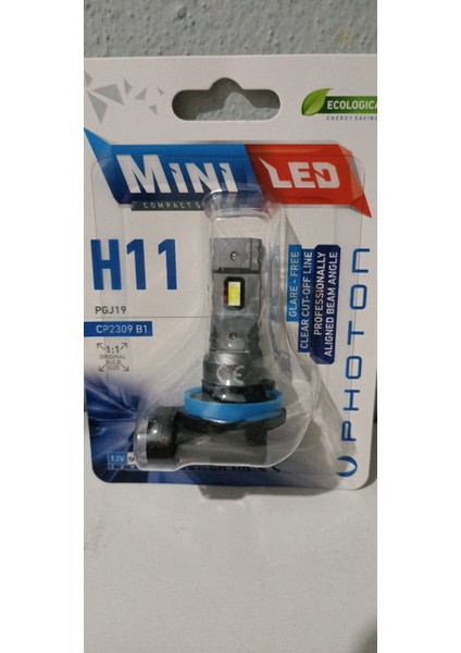 Photon H11 Mini Compact LED Oto Ampul Photon 2li Set 2ADET