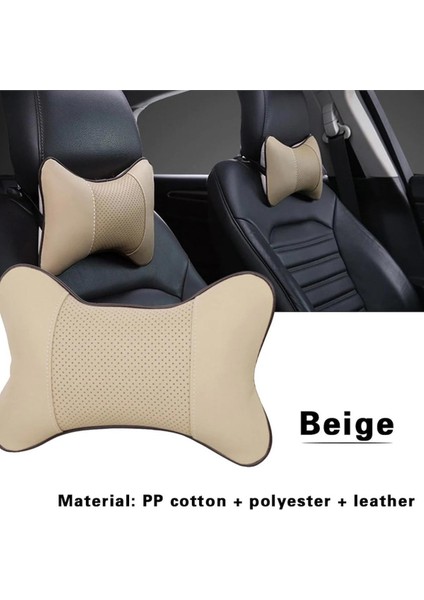 Kia Ceres Koltuk ve Kılıf Uyumlu Bej Yastık - 2 Adet Set - Deri Model