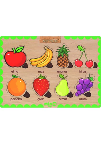 Ahşap Türkçe Meyveler Eğitici-Öğretici Yapboz