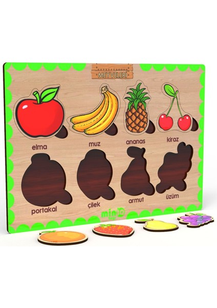 Ahşap Türkçe Meyveler Eğitici-Öğretici Yapboz modelleri