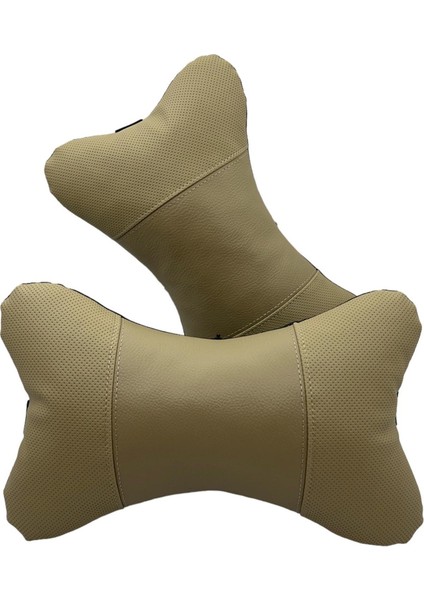 Favorit Koltuk ve Kılıf Uyumlu Bej Yastık - 2 Adet Set - Deri Model