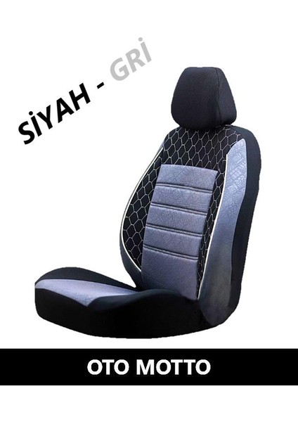 Oto Koltuk Kılıfı Ön ve Arka Tam Set - Siyah-Gri fiyatları