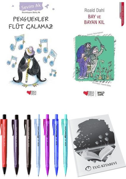 Bay ve Bayan Kıl ve Penguenler Flüt Çalamaz 2'li Set - Kalem