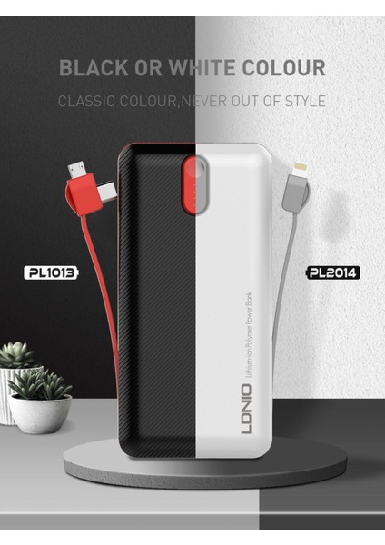 LDNIO 3ın1 Kendinden Kablolu Taşınabilir Şarj Cihazı 10.000 Mah PL1013