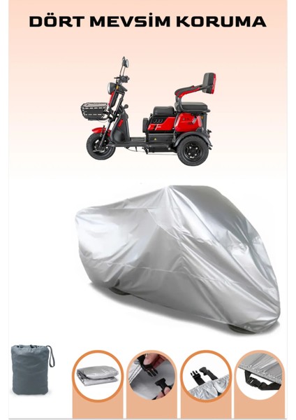 3 Tekerli Elektrikli Motosiklet Branda Motor Brandası Örtüsü, Su Geçirmez Lastikli