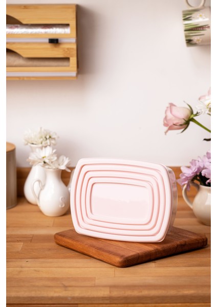 4lü Set Saklama Kabı Pembe