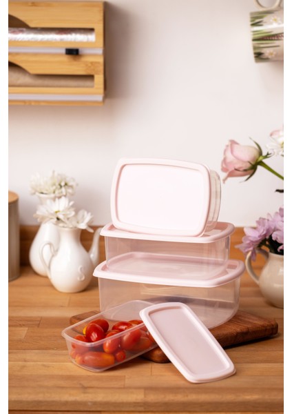 4lü Set Saklama Kabı Pembe modelleri