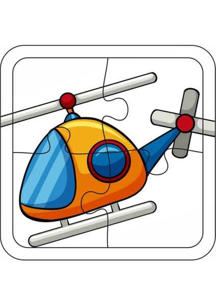 4 Parça Ahşap Çocuk Puzzle Helikopter