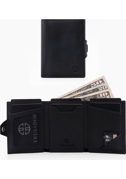 Verona Siyah Fermuarlı Unisex Hakiki Deri Rfid Korumalı Minimalist Bozuk Paralık Cepli Erkek Kadın Mini Cüzdan Hediye